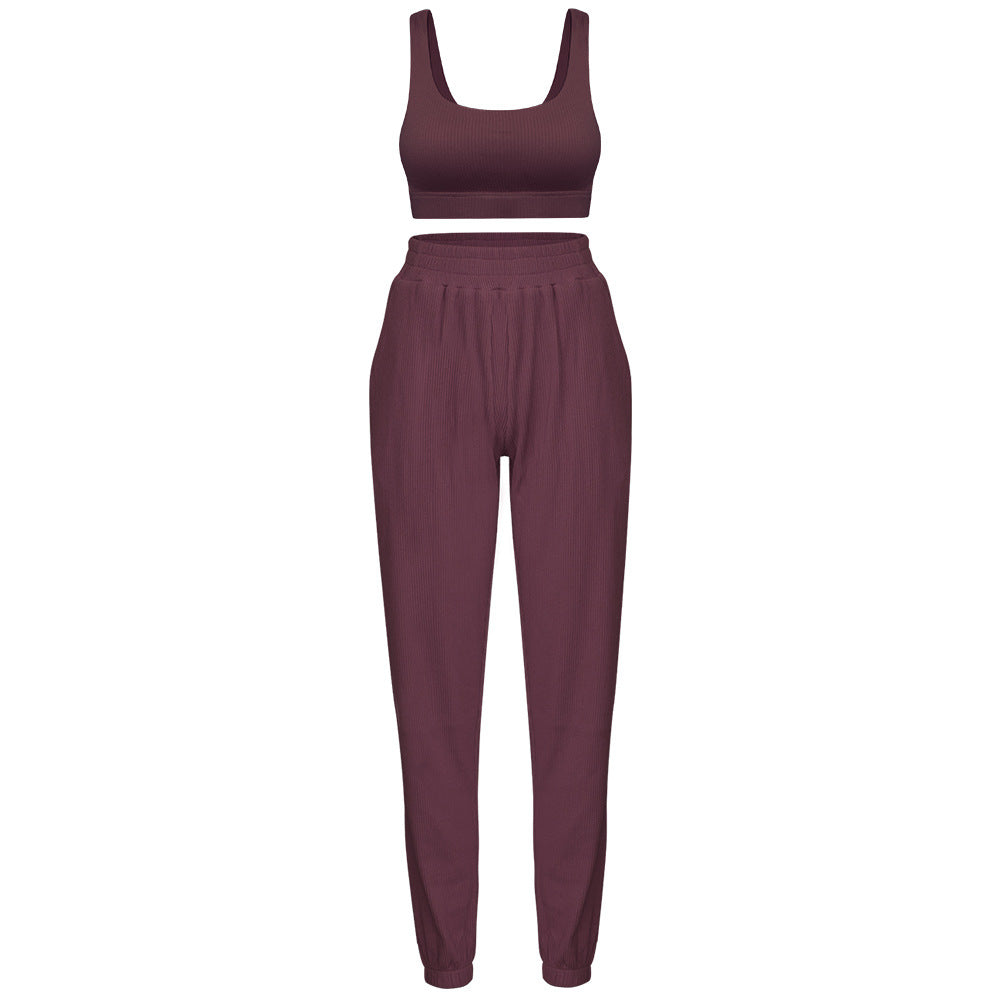 Fashion Bra Trousers Sports And Fitness Two-Piece Suit Women