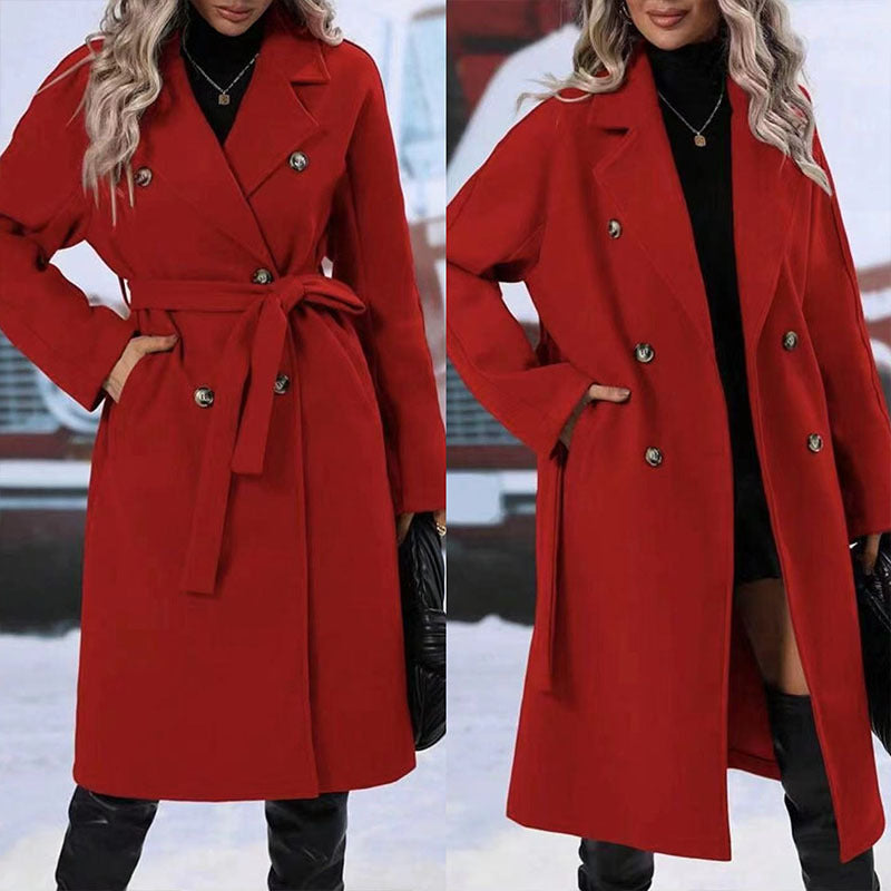 Women's Solid Color Polo & Trench Coat