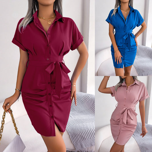 Women's Fashion  Folding Shirt Dress