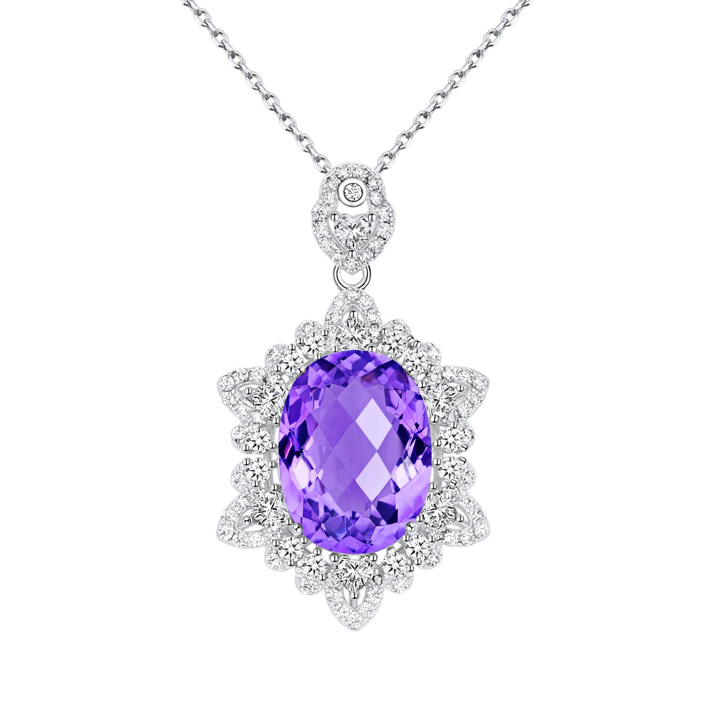 Natural Amethyst Necklace Women's 925 Silver