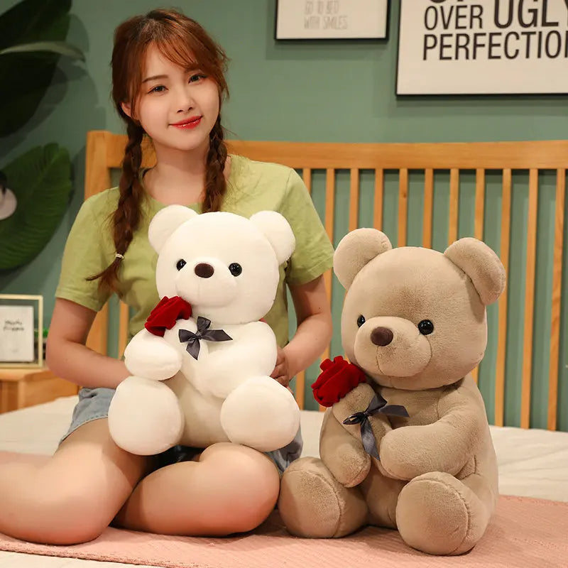 23-45cm New Lovely Hug Roses Teddy Bear  Nice Birthday Gift Girlfriend
