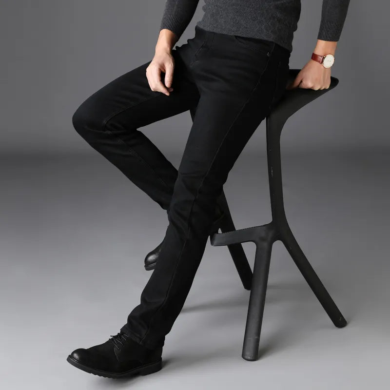 Stretch Black Jeans Classic Style Business Fashion