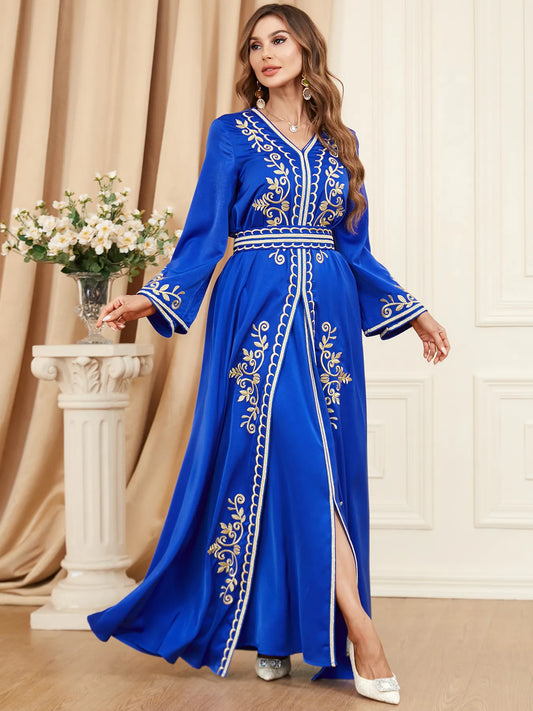 New Muslim Abaya for Women  Morocco Kaftan Dubai Robe Party Dress 2 Piece Set Saudi Arab