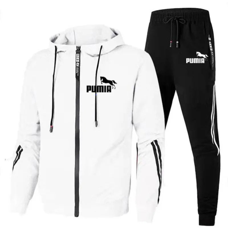 2PCS Tracksuit Casual Print Sports Hoodies Jogging Suit