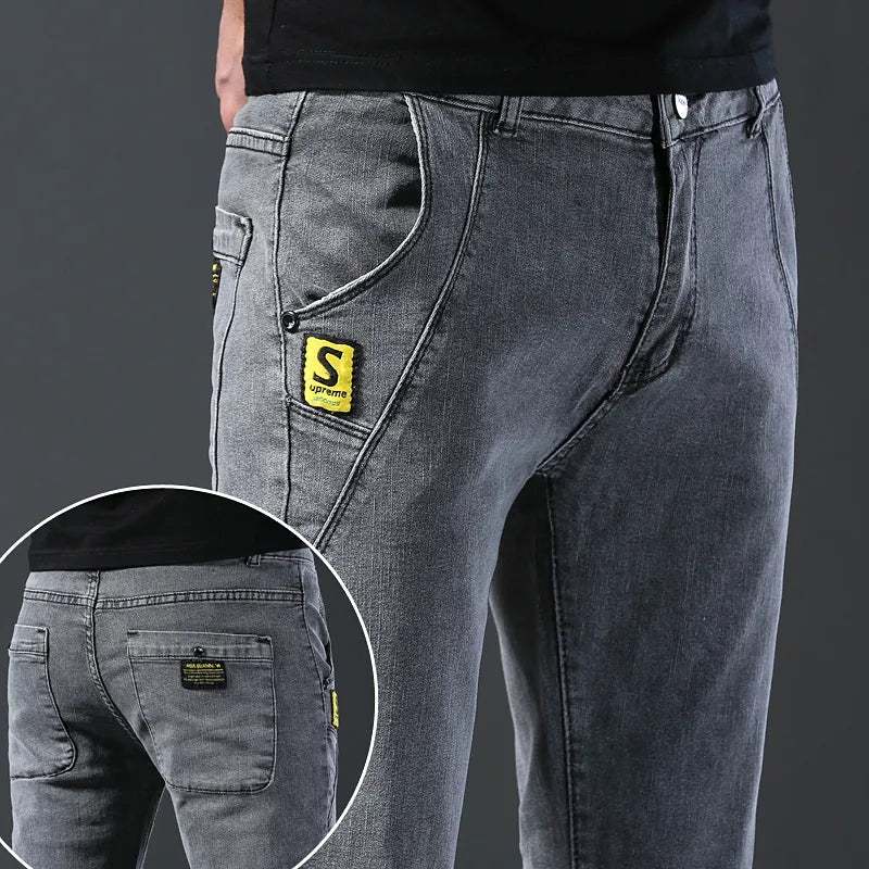 New Fashion Jeans Men Korean Style Straight Grey