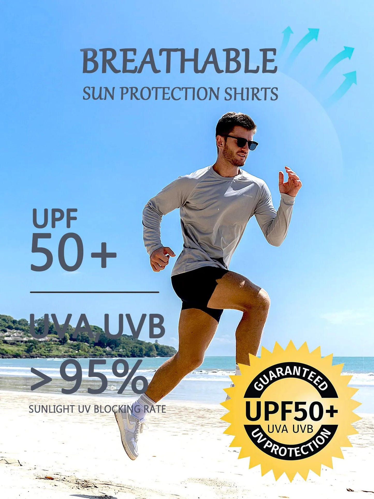 ZengVee 2 Pack Men's Long Sleeve & Drying Surfing T-Shirt