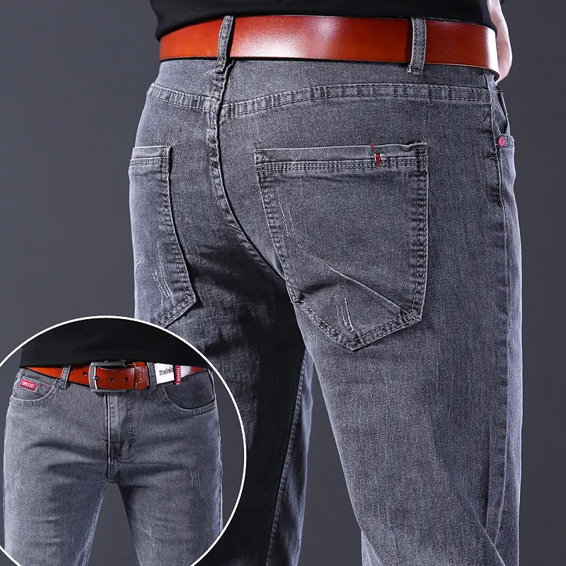 New Fashion Jeans Men Korean Style Straight Grey