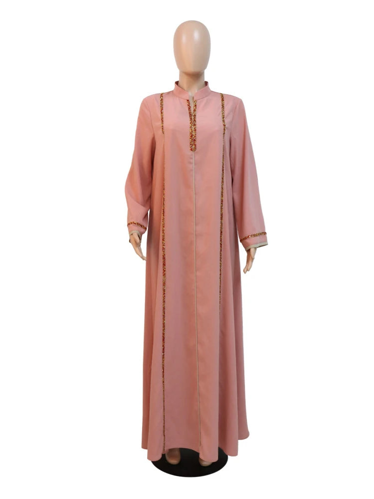 American Morocco  Abaya Women Dress Diamond Tape  Oman Turkey Dubai Muslim Robe