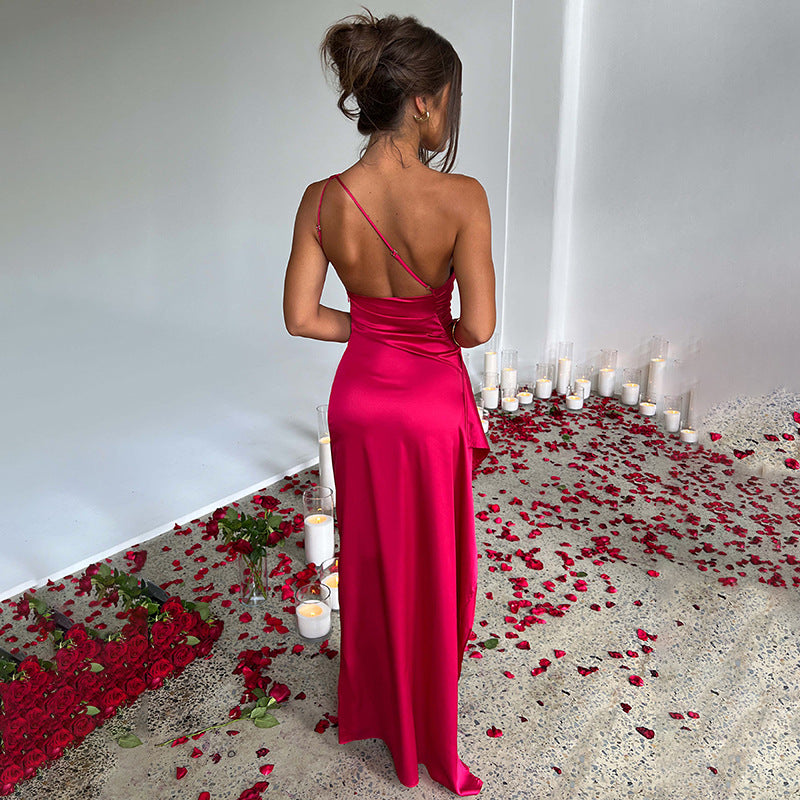 Beauty Elegant Slim-fit Solid Color Dress