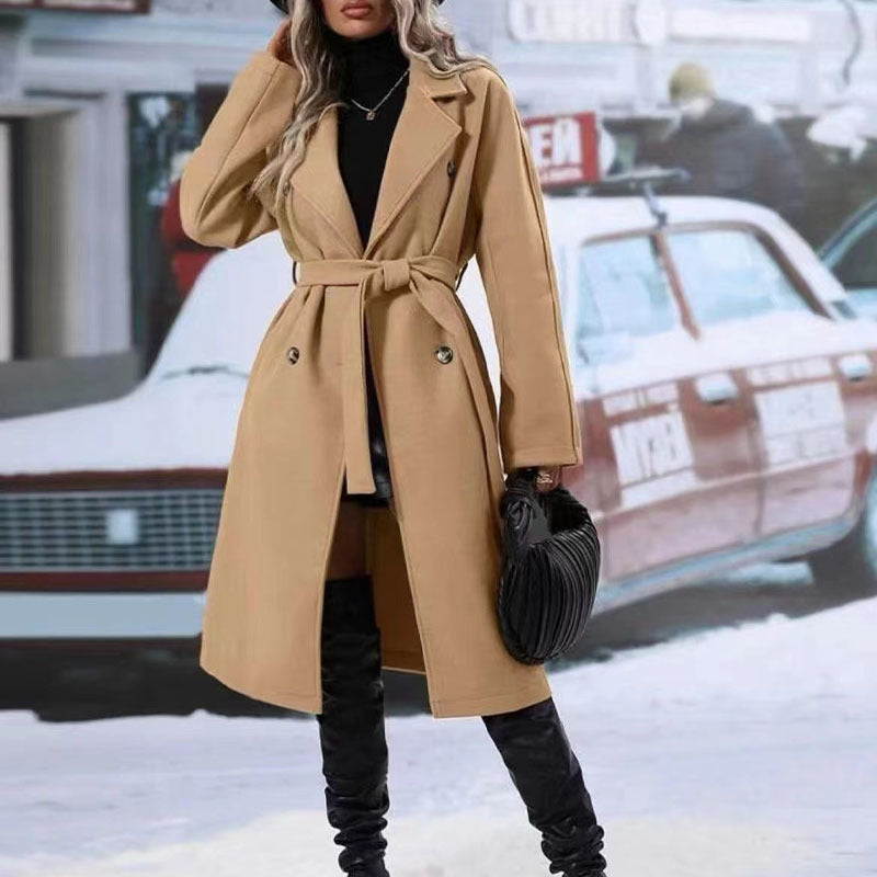 Women's Solid Color Polo & Trench Coat