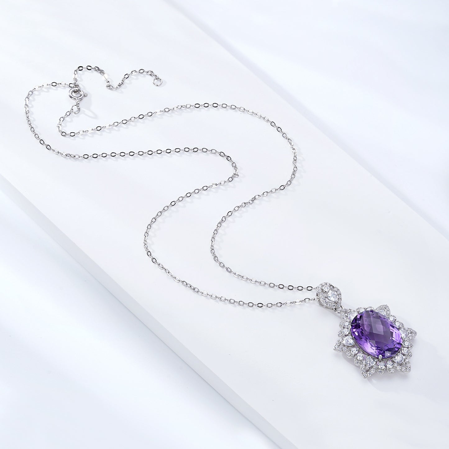 Natural Amethyst Necklace Women's 925 Silver