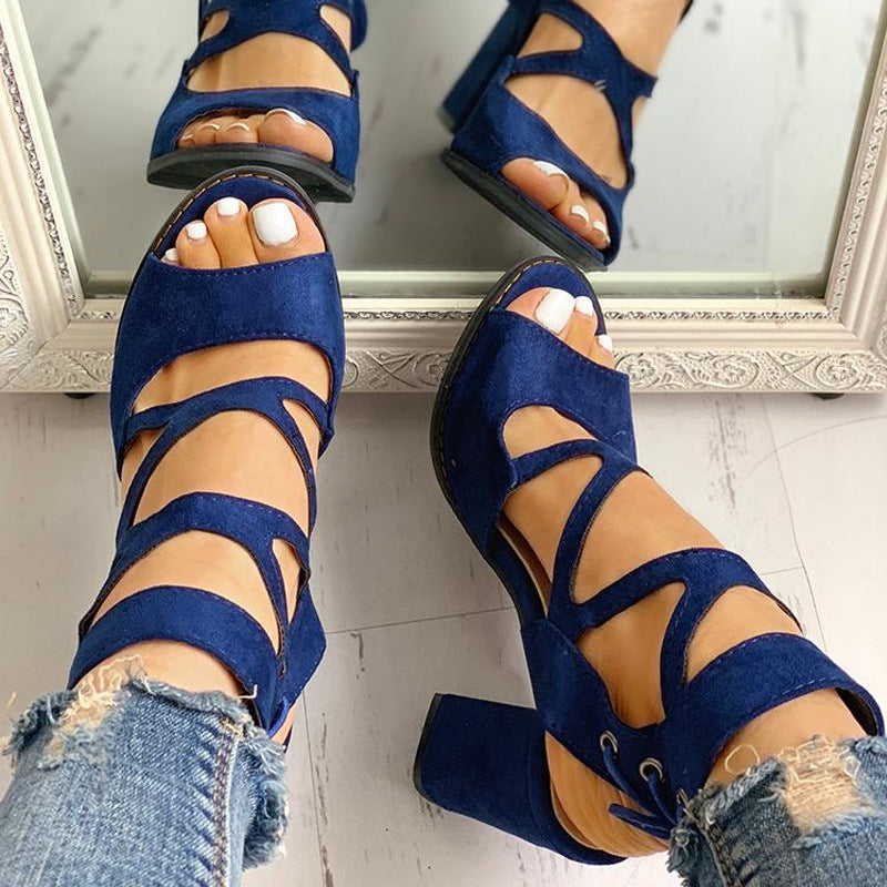 New Fashion Casual Thick High Heel Fingerless Sandals For Women